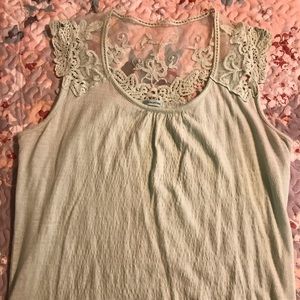 Seafoam green crochet/lacy tank